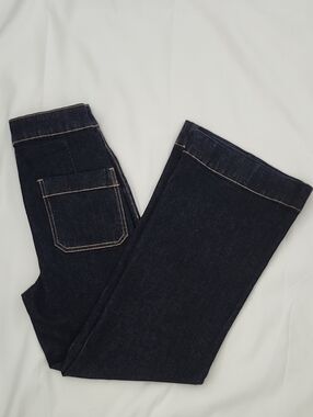 Dark Indigo Women's High Waist Jeans - Medium Wide Leg